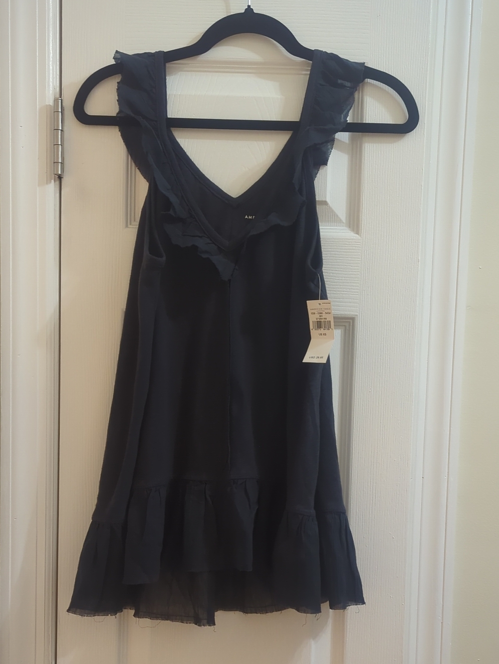 American Eagle Outfitters Black Ruffle Trim Tank Top